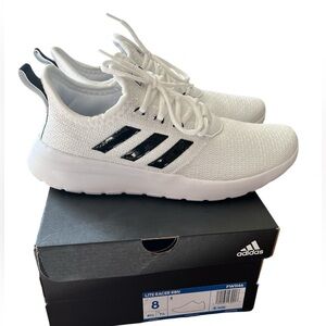 Mens Adidas lite racer rbn shoes white with black strips 8